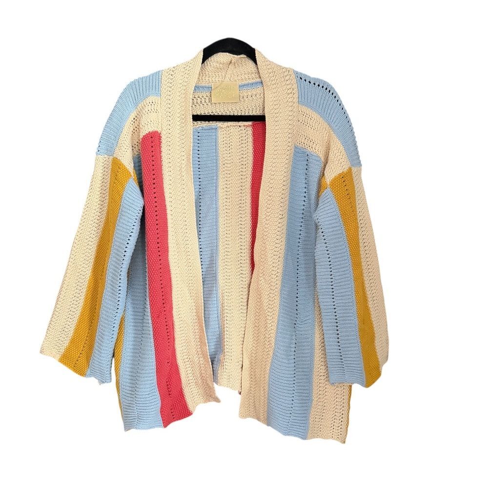 Judith March Colorful Striped Knit Sweater Cardigan Women’s Size M